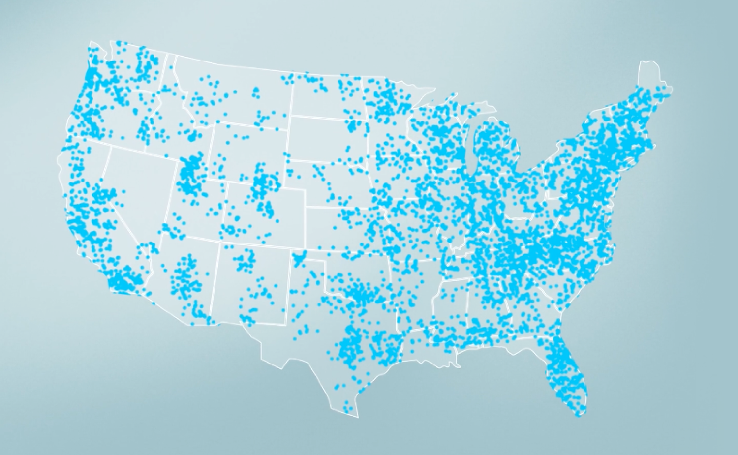 Flair customer map showing customers across the United States.